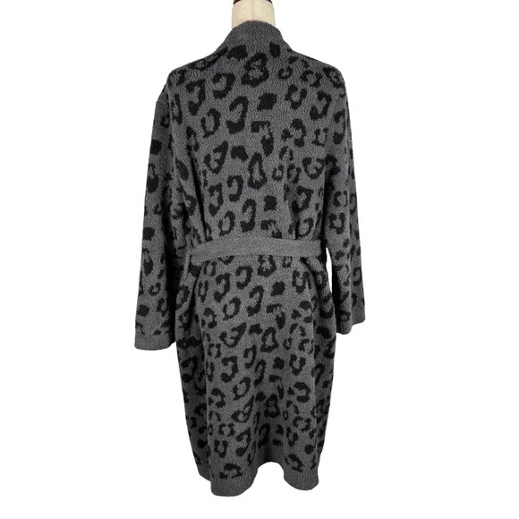 Barefoot Dreams CozyChic® Leopard Print Robe | Charcoal Gray | Size Large - Picture 2 of 11